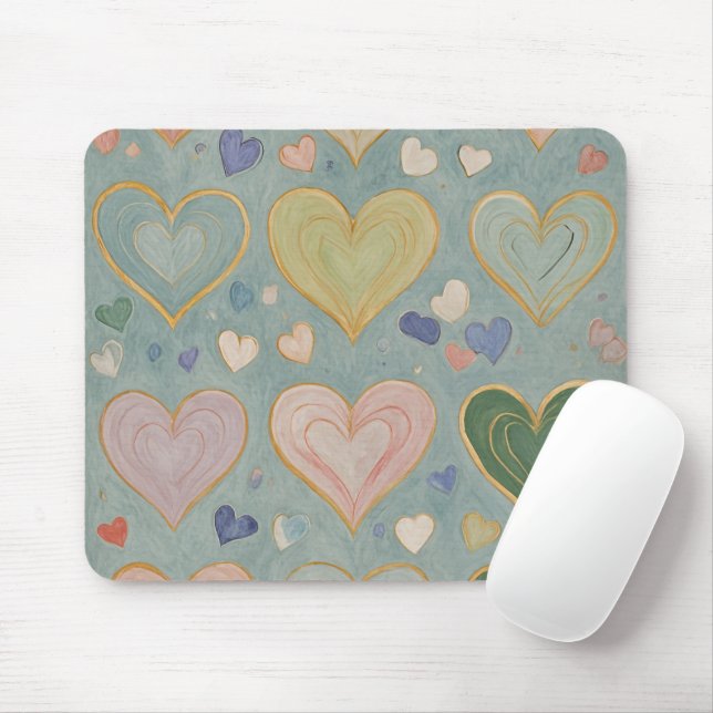 Pastel Heart Tapestry Mousepad (Mit Mouse)