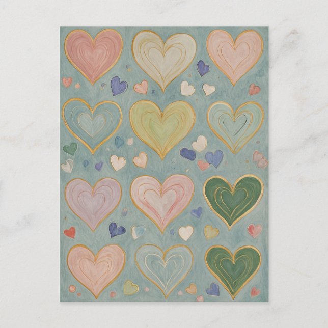 Pastel Heart Tapestry Postkarte (Vorderseite)