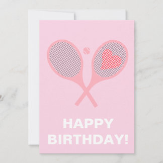 Pastel Heart Tennis Player Racquets Ball Birthday Einladung