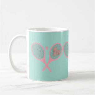 Pastel Heart Tennis Player Racquets Ball Design Kaffeetasse