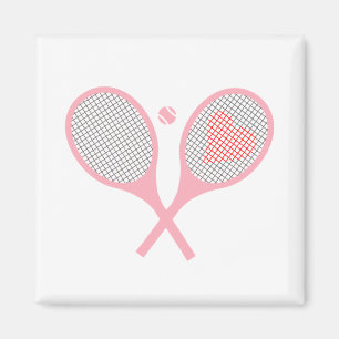 Pastel Heart Tennis Player Racquets Ball Design Magnet