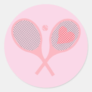 Pastel Heart Tennis Player Racquets Ball Design Runder Aufkleber