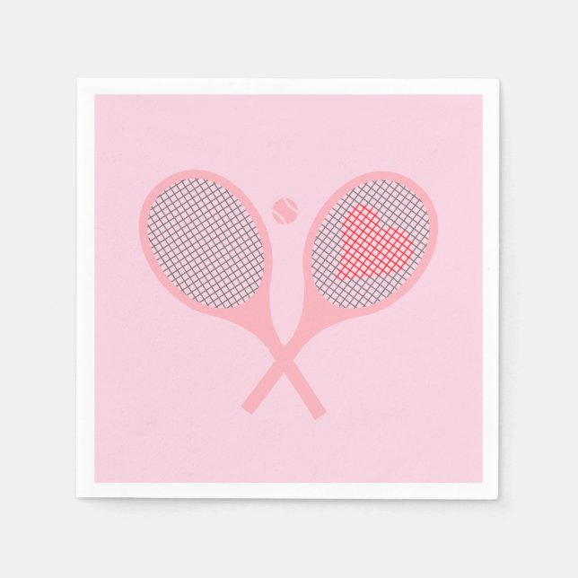 Pastel Heart Tennis Player Racquets Ball Design Serviette (Vorderseite)