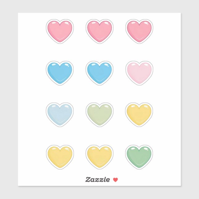 Pastel Hearts Aufkleber (Blatt)