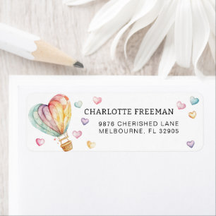 Pastel Hearts Baby Showadresse Etikett