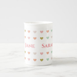 Pastel Hearts Design zum Personalisieren Prozellantasse