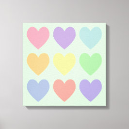 Pastel Hearts gepackte Canvas Leinwanddruck