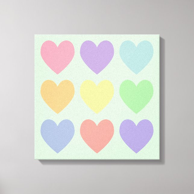 Pastel Hearts gepackte Canvas Leinwanddruck (Vorderseite)