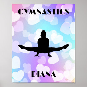 Pastel Hearts GYMNASTICS Personalisiert Poster