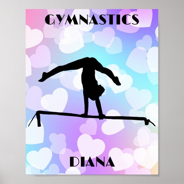 Pastel Hearts GYMNASTICS Personalisiert Poster (Vorne)