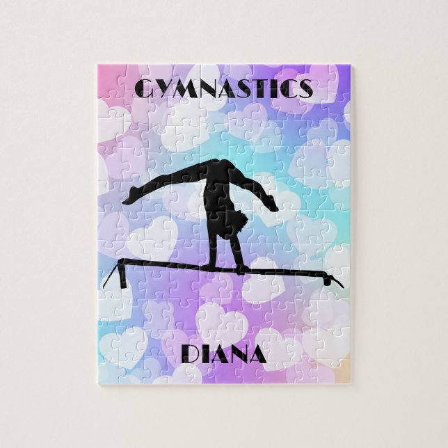 Pastel Hearts GYMNASTICS PUZZLE Personalisiert (Vertikal)