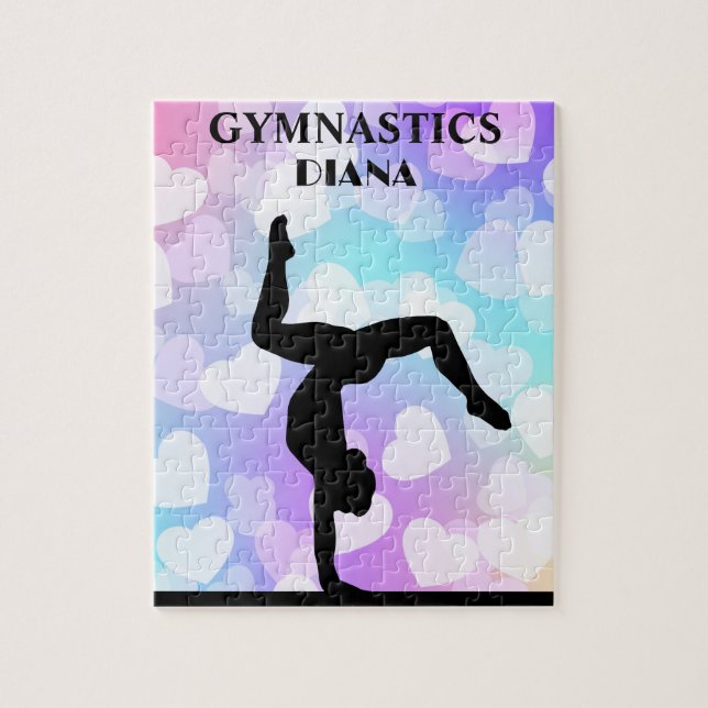 Pastel Hearts GYMNASTICS PUZZLE Personalisiert (Vertikal)