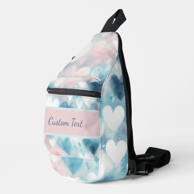 Pastel Hearts: Liebe in Wasserfarbe Crossbody Bag (Rechte Ecke)