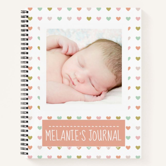 Pastel Hearts Muster Custom Baby Foto Notizbuch (Vorderseite)