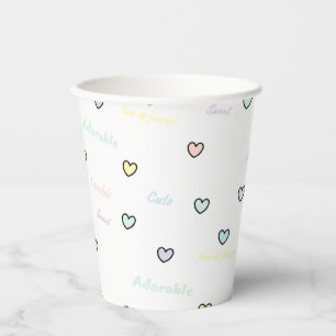 Pastel Hearts Niedliche Wörter Papier Cups HAMbyWG Pappbecher