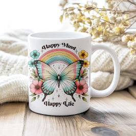 Pastel Hippie "Happy Mind Happy Life" Kaffeetasse