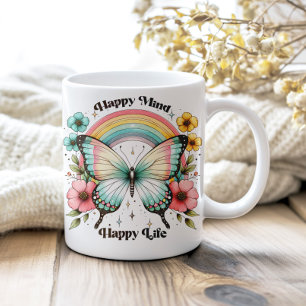 Pastel Hippie "Happy Mind Happy Life" Kaffeetasse