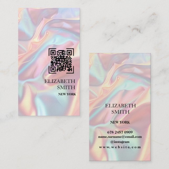 Pastel Hologram Texture Business Card Visitenkarte (Vorne/Hinten)