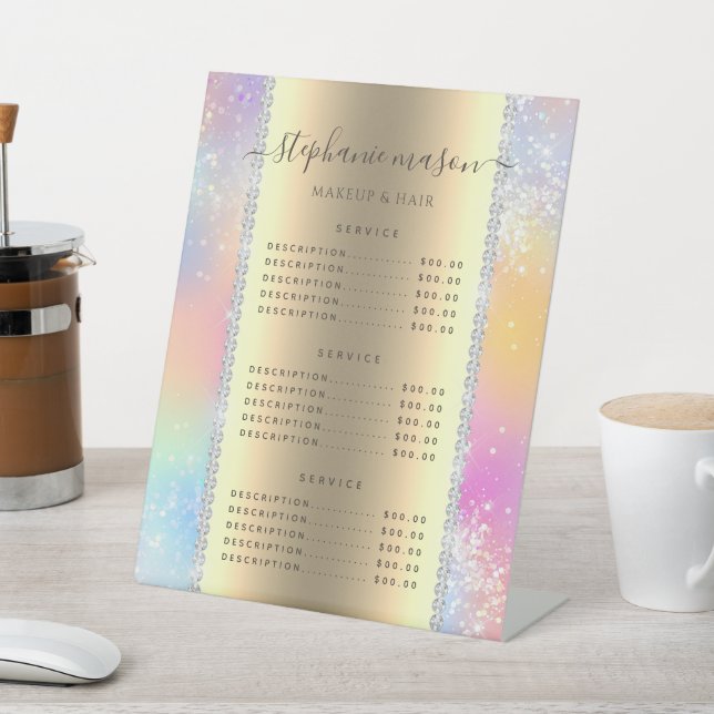 Pastel Holographic Glitzer Diamonds Price Menu Sockelschild (In SItu)