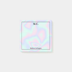 Pastel Holographic Texture Monogram Initials Post-it Klebezettel