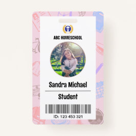 Pastel Homeschool Student ID Card mit Foto & Bar Ausweis