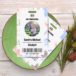Pastel Homeschool Student ID Card mit Foto & Bar Ausweis