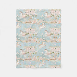 Pastel Horse Carousel Muster Fleecedecke