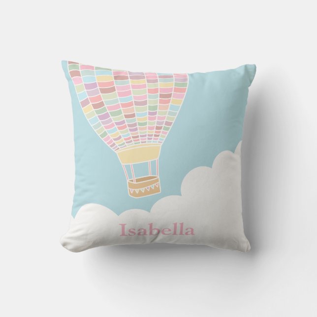 Pastel Hot Air Ballon Kinderzimmer Decke Kissen (Vorderseite)