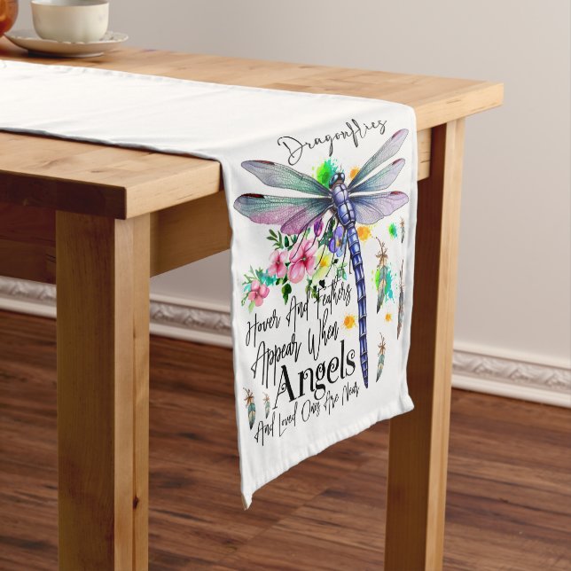 PASTEL HÜBSCHE DRAGONFLÄCHE MIT SPRICHWORT GROßER TISCHLÄUFER (Beispiel)