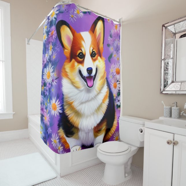 Pastel Hues Corgi Duschvorhang (Beispiel)