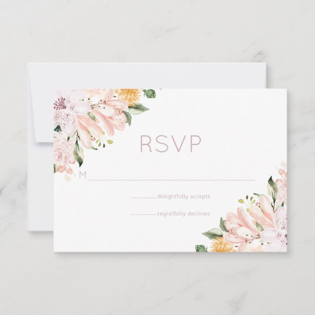 Pastel Hues Floral Wedding RSVP Karte (Vorderseite)