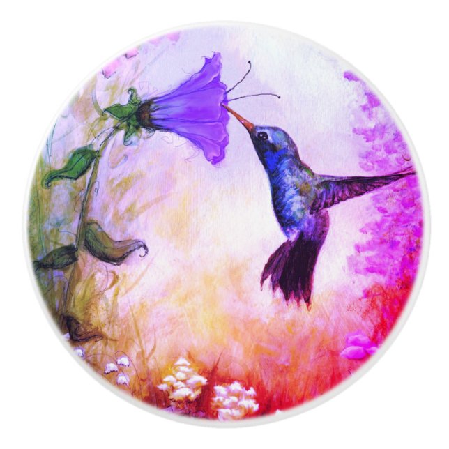 Pastel Hummingbird Keramik Knob Keramikknauf (Vorderseite)