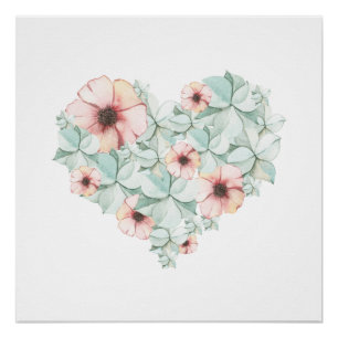 Pastel Hydrangea Blumenpflaster Poster