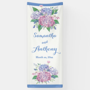 Pastel Hydrangeas - Vertikales Hochzeitsbanner Banner