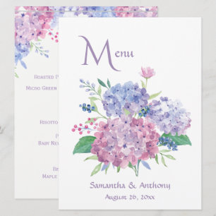 Pastel Hydrangeas Wedding Menükarte