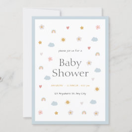 Pastel Illustrative Babydusche Einladung