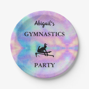Pastel Individuelle Name Gymnastik Party Pappteller