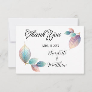 Pastel Iridescent Blätter Hochzeiten Dreamy Pastel Dankeskarte