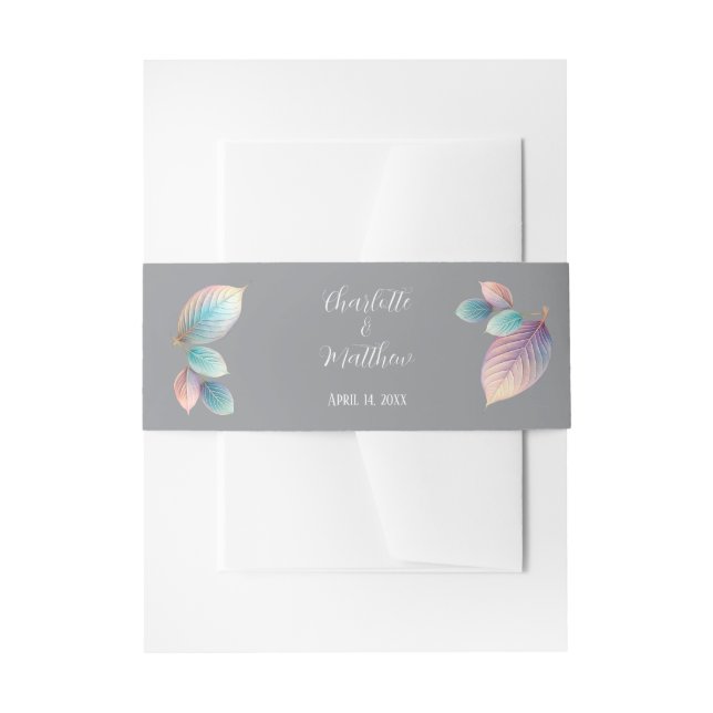 Pastel Iridescent Blätter Hochzeiten Dreamy Pastel Einladungsbanderole (Vorderseite Beispiel)