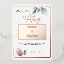 Pastel Iridescent Blätter Hochzeiten Dreamy Pastel Folieneinladung