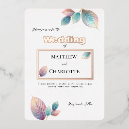 Pastel Iridescent Blätter Hochzeiten Dreamy Pastel Folieneinladung
