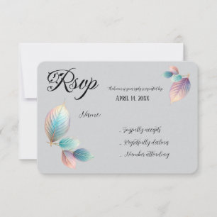 Pastel Iridescent Blätter Hochzeiten Dreamy Pastel RSVP Karte