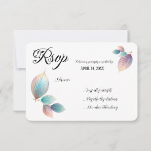 Pastel Iridescent Blätter Hochzeiten Dreamy Pastel RSVP Karte