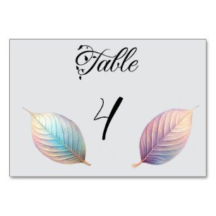 Pastel Iridescent Blätter Hochzeiten Dreamy Pastel Tischnummer