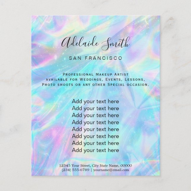 pastel iridescent FAS holographic Flyer (Vorne)