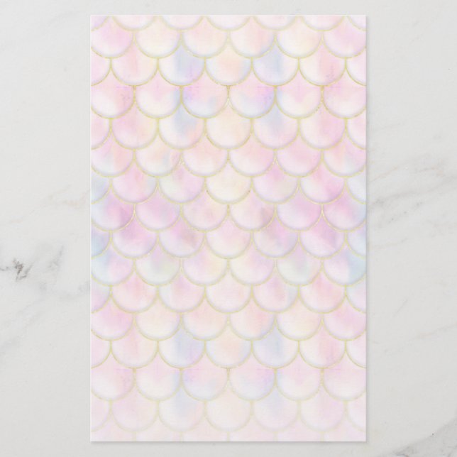 Pastel Iridescent Mermaid Scales Muster Briefpapier (Vorderseite)
