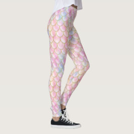Pastel Iridescent Mermaid Scales Muster Leggings