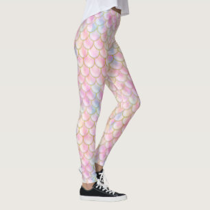 Pastel Iridescent Mermaid Scales Muster Leggings