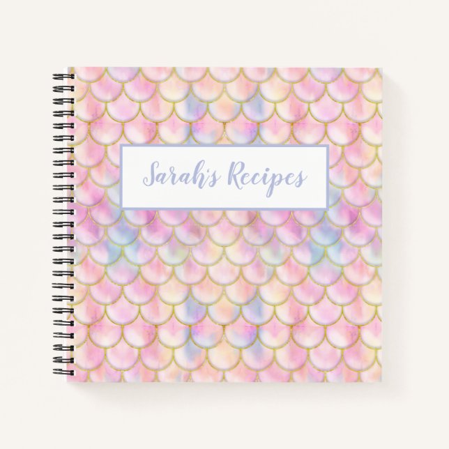 Pastel Iridescent Mermaid Scales Muster Notizbuch (Vorderseite)