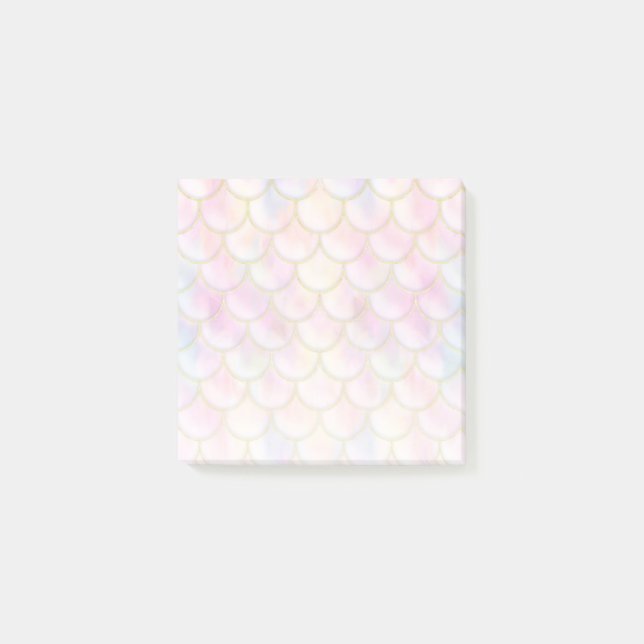 Pastel Iridescent Mermaid Scales Muster Post-it Klebezettel (Vorderseite)